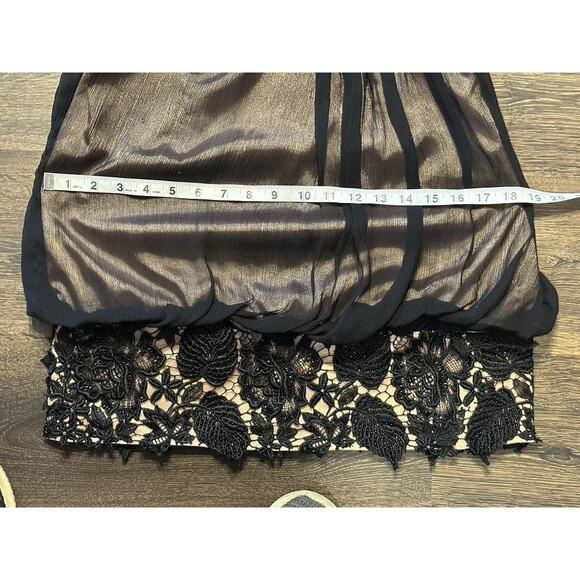 Jovani Women's Black 100% Silk Lace and Beaded Midi Balloon Dress SZ 4 Formal0 - Picture 8 of 13